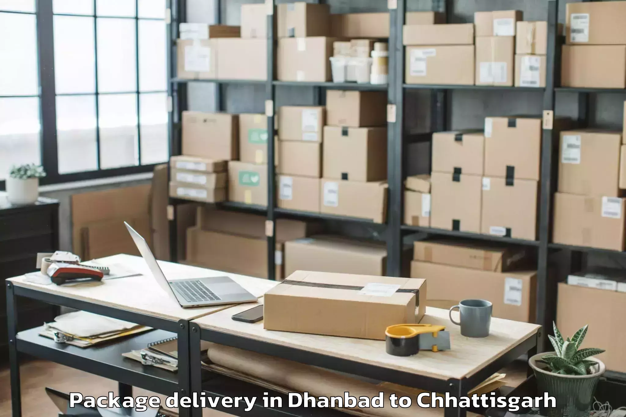 Book Dhanbad to Abhilashi University Raipur Package Delivery Online